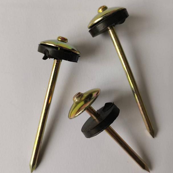 yellow zinc coated smooth shank umbella head roofing nails